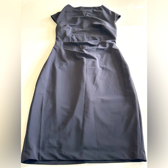 IVY & BLU - MAGGY BOUTIQUE || Navy Blue Drape Neck Dress. Sz. 4 - Picture 8 of 11